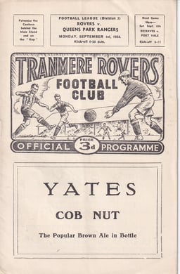 Tranmere Rovers v Queens Park Rangers Match Programme 1958-09-01
